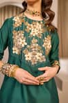 RICHA AHLUWALIA_Green Chanderi Silk, Voile Sequins, Embroidery Flora Bunch Kurta And Skirt Set _at_Aza_Fashions