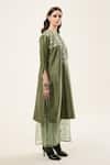 RICHA AHLUWALIA_Green Chanderi , Cotton, Beads, Petal Mint Kurta And Trousers Set _Online_at_Aza_Fashions