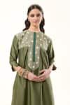 Buy_RICHA AHLUWALIA_Green Chanderi , Cotton, Beads, Petal Mint Kurta And Trousers Set 