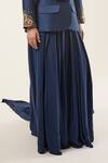 Shop_RICHA AHLUWALIA_Blue Chanderi Silk, Voile Sequins, Beads Midnight Spark Blazer With Draped Skirt _Online_at_Aza_Fashions