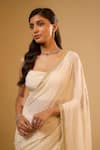 Buy_Renee label_Ivory Viscose Georgette, Viscose, Crepe Lila Embroidered Saree With Blouse _Online_at_Aza_Fashions