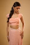 Renee label_Peach Viscose Georgette, Viscose, Crepe Shyla Embroidered Saree With Blouse _Online_at_Aza_Fashions