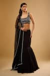 Buy Renee label Black Viscose Georgette, Net Sequins, Imara Embroidered Fishcut Lehenga Set at Aza Fashions Buy_Renee label_Black Viscose Georgette, Net Sequins, Imara Embroidered Fishcut Lehenga Set _at_Aza_Fashions