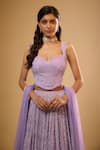 Renee label_Lavender Viscose Georgette, Net Sequins, Beads, Embroidery Ilina Lehenga Set _Online_at_Aza_Fashions