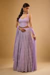 Buy_Renee label_Lavender Viscose Georgette, Net Sequins, Beads, Embroidery Ilina Lehenga Set _at_Aza_Fashions