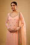 Renee label Peach Viscose Georgette, Organza Sequins, Mirrors, Pearls, Roohi Work Kurta Set Online at Aza Fashions Renee label_Peach Viscose Georgette, Organza Sequins, Mirrors, Pearls, Roohi Work Kurta Set _Online_at_Aza_Fashions