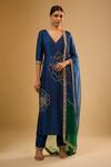 Buy Renee label Blue Dupion, Organza Embroidery, Beads, Sequins, Pearls V-neck Reet Kurta Set at Aza Fashions Buy_Renee label_Blue Dupion, Organza Embroidery, Beads, Sequins, Pearls V-neck Reet Kurta Set _at_Aza_Fashions