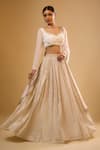 Renee label_Ivory Viscose Georgette, Net Beads, Mirrors, Gia Vanilla White Lehenga Set _Online_at_Aza_Fashions