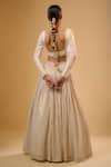 Shop_Renee label_Ivory Viscose Georgette, Net Beads, Mirrors, Gia Vanilla White Lehenga Set _at_Aza_Fashions