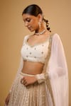 Buy_Renee label_Ivory Viscose Georgette, Net Beads, Mirrors, Gia Vanilla White Lehenga Set _Online_at_Aza_Fashions