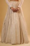 Shop_Renee label_Ivory Viscose Georgette, Net Beads, Mirrors, Gia Vanilla White Lehenga Set _Online_at_Aza_Fashions