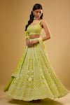 Buy_Renee label_Lime Viscose Georgette Beads, Embroidery, Sequins Aashni Glass Lehenga Set _Online_at_Aza_Fashions