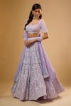 Renee label_Lavender Viscose Georgette Beads, Embroidery, Sequins Amala Work Lehenga Set _Online_at_Aza_Fashions
