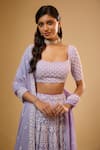 Buy_Renee label_Lavender Viscose Georgette Beads, Embroidery, Sequins Amala Work Lehenga Set _Online_at_Aza_Fashions