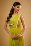 Buy Renee label Green Viscose Georgette Piping, Hoor Citrus Pre-stitched Saree With Blouse Online at Aza Fashions Buy_Renee label_Green Viscose Georgette Piping, Hoor Citrus Pre-stitched Saree With Blouse _Online_at_Aza_Fashions