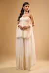 Buy_Renee label_Ivory Viscose Georgette, Net Embroidery, Bhumi Vanilla White Kurta Sharara Set _at_Aza_Fashions