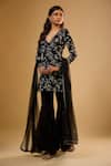 Buy_Renee label_Black Viscose Georgette, Net Embroidery, Sequins, Ravya Kurta Sharara Set _at_Aza_Fashions
