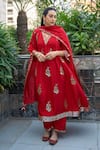 Buy_Punit Balana_Red , , Embroidery, Amer Surkh Laal Choga Kurta Set _at_Aza_Fashions