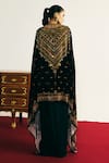 Shop Basanti - Kapde Aur Koffee Black Velvet Mirrors, Lace, Embroidery V-neck, Round Cape And Draped Skirt Set at Aza Fashions Shop_Basanti - Kapde Aur Koffee_Black Velvet Mirrors, Lace, Embroidery V-neck, Round Cape And Draped Skirt Set _at_Aza_Fashions