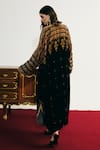 Shop_Basanti - Kapde Aur Koffee_Black Velvet Sequins, Mirrors, Lace Round Neck, Embroidered Straight Kurta _at_Aza_Fashions