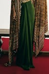 Basanti - Kapde Aur Koffee Green Velvet Sequins, Mirrors Square Neck, Embroidered Cape And Draped Skirt Set Online at Aza Fashions Basanti - Kapde Aur Koffee_Green Velvet Sequins, Mirrors Square Neck, Embroidered Cape And Draped Skirt Set _Online_at_Aza_Fashions