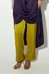 Buy_Basanti - Kapde Aur Koffee_Purple Satin V-neck Embellished Draped Tunic And Pant Set _Online_at_Aza_Fashions