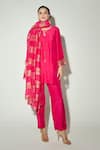 Buy_Basanti Kapde aur Koffee_Pink Bemberg Embroidery, Sequins Round Rani Silk Embellished Kurta Pant Set _at_Aza_Fashions