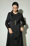 Basanti Kapde aur Koffee Black Satin Sequins, Embroidery Round Neck Dress at Aza Fashions Basanti Kapde aur Koffee_Black Satin Sequins, Embroidery Round Neck Dress _at_Aza_Fashions