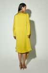 Shop_Basanti - Kapde Aur Koffee_Yellow Satin Collared, Round Neck Mustard Asymmetric Jacket With Dress _at_Aza_Fashions