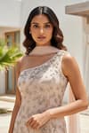 Shop_Basanti - Kapde Aur Koffee_Peach Chinon Sequins, Stones, Embroidery Asymmetric, One Kurta Sharara Set _Online_at_Aza_Fashions