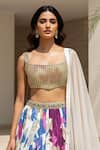 Shop_Basanti - Kapde Aur Koffee_Ivory Georgette Sequins, Beads Square Neck Lumina Garden Lehenga Set_Online_at_Aza_Fashions