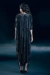 Shop_Nirmooha_Black Organza, Lycra Beads, Sequins, Tassels Round Nyx Eclipse Metallic Kaftan _at_Aza_Fashions