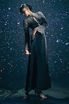Buy_Nirmooha_Black Organza Sequins, Embroidery High Hecate Eclipse Snake Embellished Gown _Online_at_Aza_Fashions