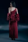 Shop_Nirmooha_Red Satin One Shoulder Eos Flame Gown _at_Aza_Fashions
