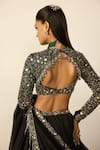 Vvani by vani vats_Black Georgette, Organza Mirrors, Beads, Heavy Embroidered Blouse Lehenga Set _Online_at_Aza_Fashions