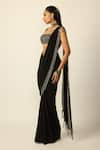 Shop_Vvani by vani vats_Black Georgette Tassels, Mirrors Square Pre-draped Saree With Embroidered Blouse _Online_at_Aza_Fashions