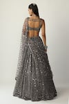 Shop_Vvani by vani vats_Grey Georgette, Organza, Net Mirrors, Embroidery, Sequins Metallic Lehenga Set _at_Aza_Fashions