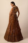 Shop Vvani by vani vats Brown Georgette, Organza, Net Mirrors, Stones, Metallic Copper Lehenga Set at Aza Fashions Shop_Vvani by vani vats_Brown Georgette, Organza, Net Mirrors, Stones, Metallic Copper Lehenga Set _at_Aza_Fashions