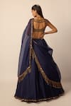 Shop_Vvani by vani vats_Blue Georgette, Organza Mirrors, Beads, Embroidery, Tassels Blouse Lehenga Set _at_Aza_Fashions