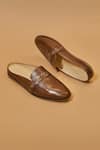 Shop_Dmodot_Brown Hoffler Ricamo Bruciato Bruno Mules _at_Aza_Fashions