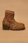Buy_Dmodot_Yellow Sprazzo Leopardo Boots _Online_at_Aza_Fashions