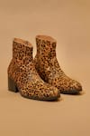 Buy_Dmodot_Yellow Sprazzo Leopardo Boots _at_Aza_Fashions