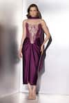 Label Muslin_Multi Color Brocade, Satin, Silk Metallic Contour Draped Skirt And Corset Set _at_Aza_Fashions