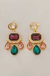 Bblingg_Multi Color Crystals, Stones Aaana Mini Danglers _at_Aza_Fashions