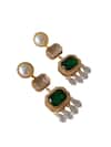 Bblingg_Green Crystals, Pearls, Zari, Stones Araana Danglers _Online_at_Aza_Fashions