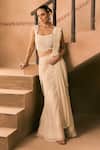 Buy_1999ad By Amita & Deepak_Off White Organza Beads, Embroidery, Metallic Thread Square Draped Skirt Set _at_Aza_Fashions