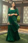 Buy_Anu Pellakuru_Emerald Green Silk, Chinon, Chiffon, Net Tarangita Kurta Sharara Set _at_Aza_Fashions
