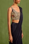 Buy_Neha Khullar_Black Viscose, Crepe Embroidery, Sequins, Pre-draped Saree With Hand Blouse _Online_at_Aza_Fashions