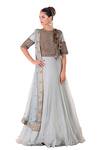 Buy_Neha Khullar_Blue Round Embroidered Anarkali With Dupatta _at_Aza_Fashions