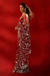 Azeera Maroon Net Embroidery, Sequins, Zari Floral Saree With Unstitched Blouse Piece Azeera_Maroon Net Embroidery, Sequins, Zari Floral Saree With Unstitched Blouse Piece